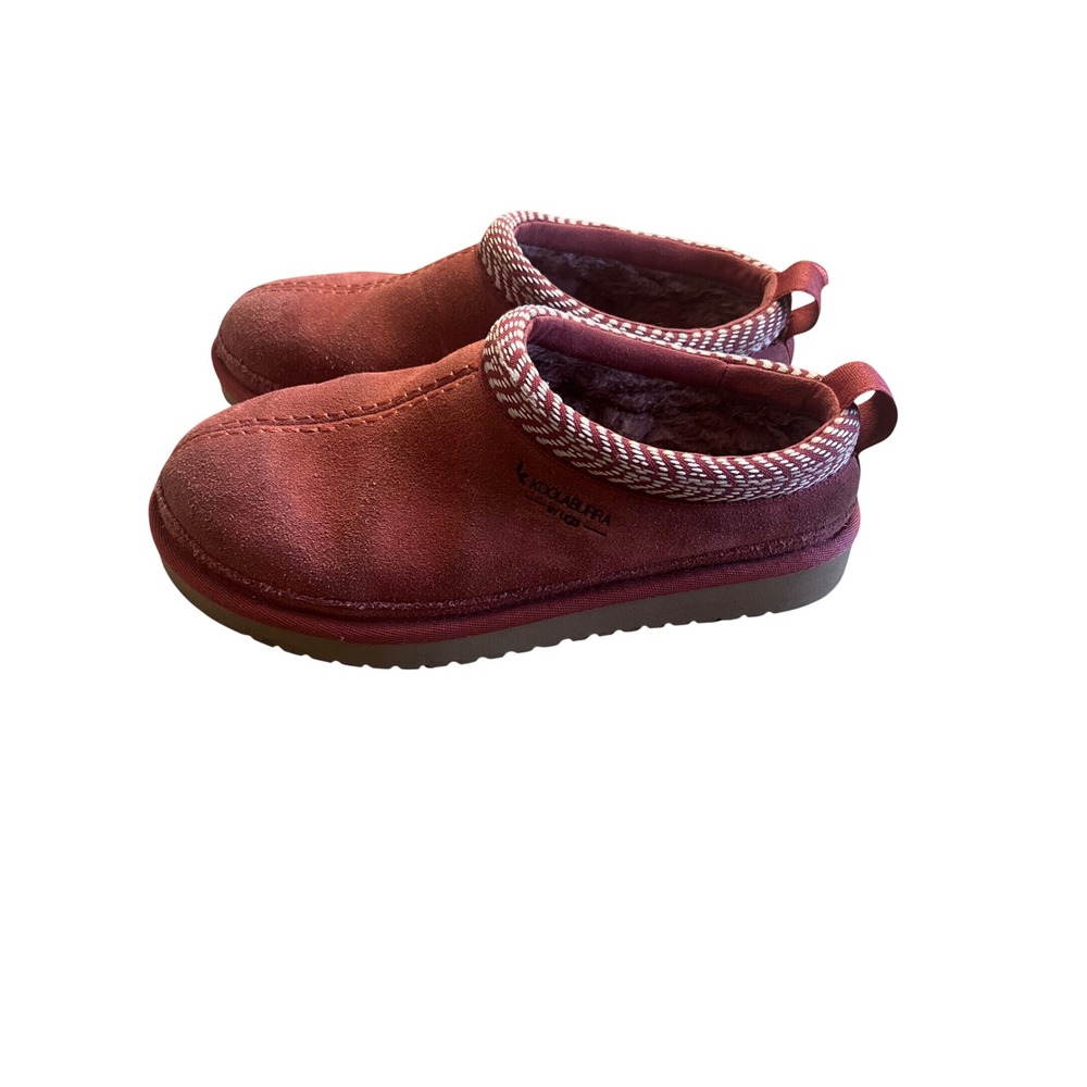 Koolaburra by UGG Burree Red Suede Slippers Faux Fur Lined Size 5